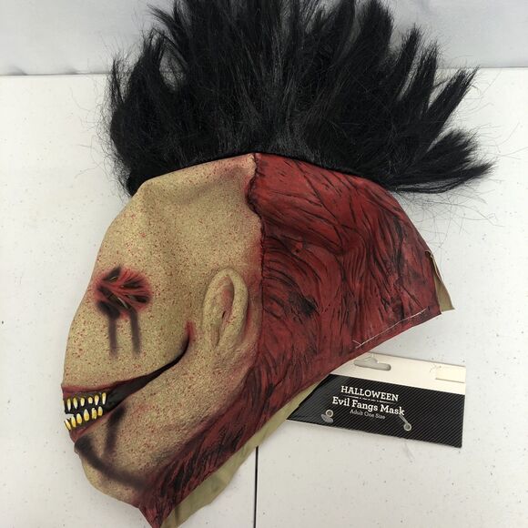 Evil Fangs Mask Way To Celebrate! Halloween Adult Latex Rubber Full Head New - Picture 4 of 7